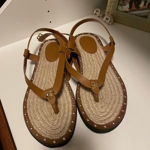 Coach worn once strappy sandals. Brown & gold studded. Size 6.5